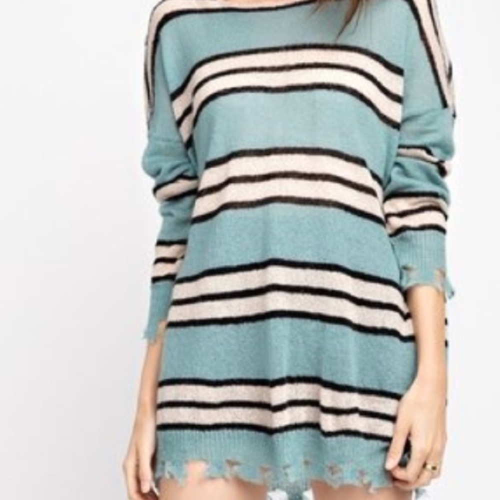 KENNY SOFT DISTRESSED STRIPED KNIT Top - Sweater - Picture 5 of 6